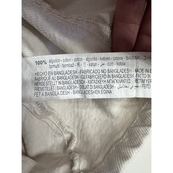 Zara White Denim Mini Dress Women Size Medium Snap Up Collared Cotton - Picture 5 of 6